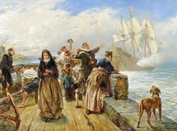 Leaving Port Robert Alexander Hillingford historical battle scenes Oil Paintings